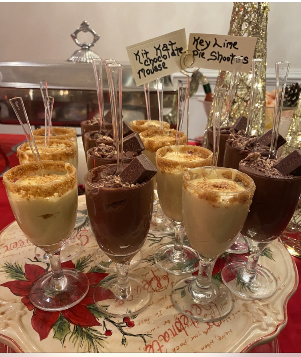 Kit Kat mousse and key lime pie shooters
