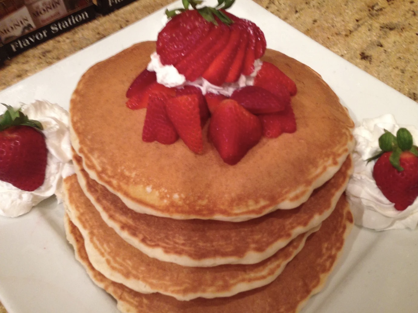 Strawberries and cream pancakes