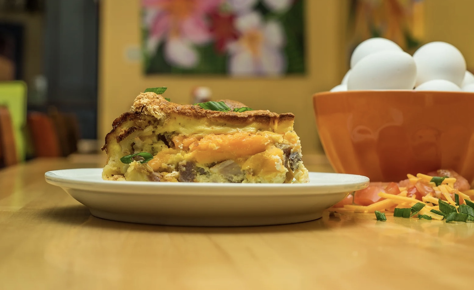 Homemade deep-dish quiche